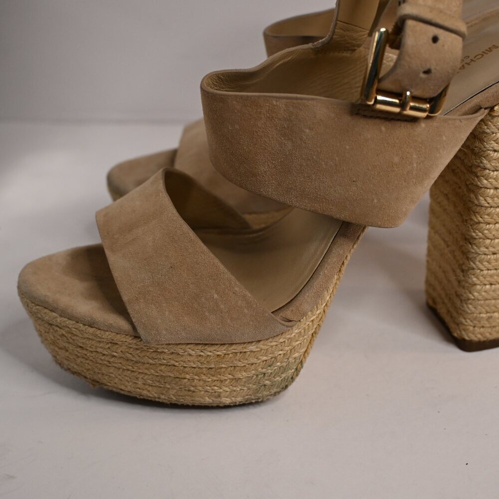 Michael Kors Suede High Heeled Platform Espadrille Sandals - Picture 2 of 6